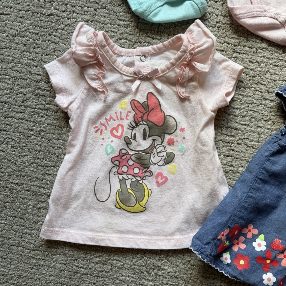 Disney Baby Girls Minnie Mouse Lot Of 5 Size‎ 3-6M Pink Blue Dress Bodysuits - Picture 3 of 13